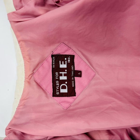 Vintage 80s Womens Bomber Jacket Coat Pink Windbreaker Size L - Picture 7 of 10